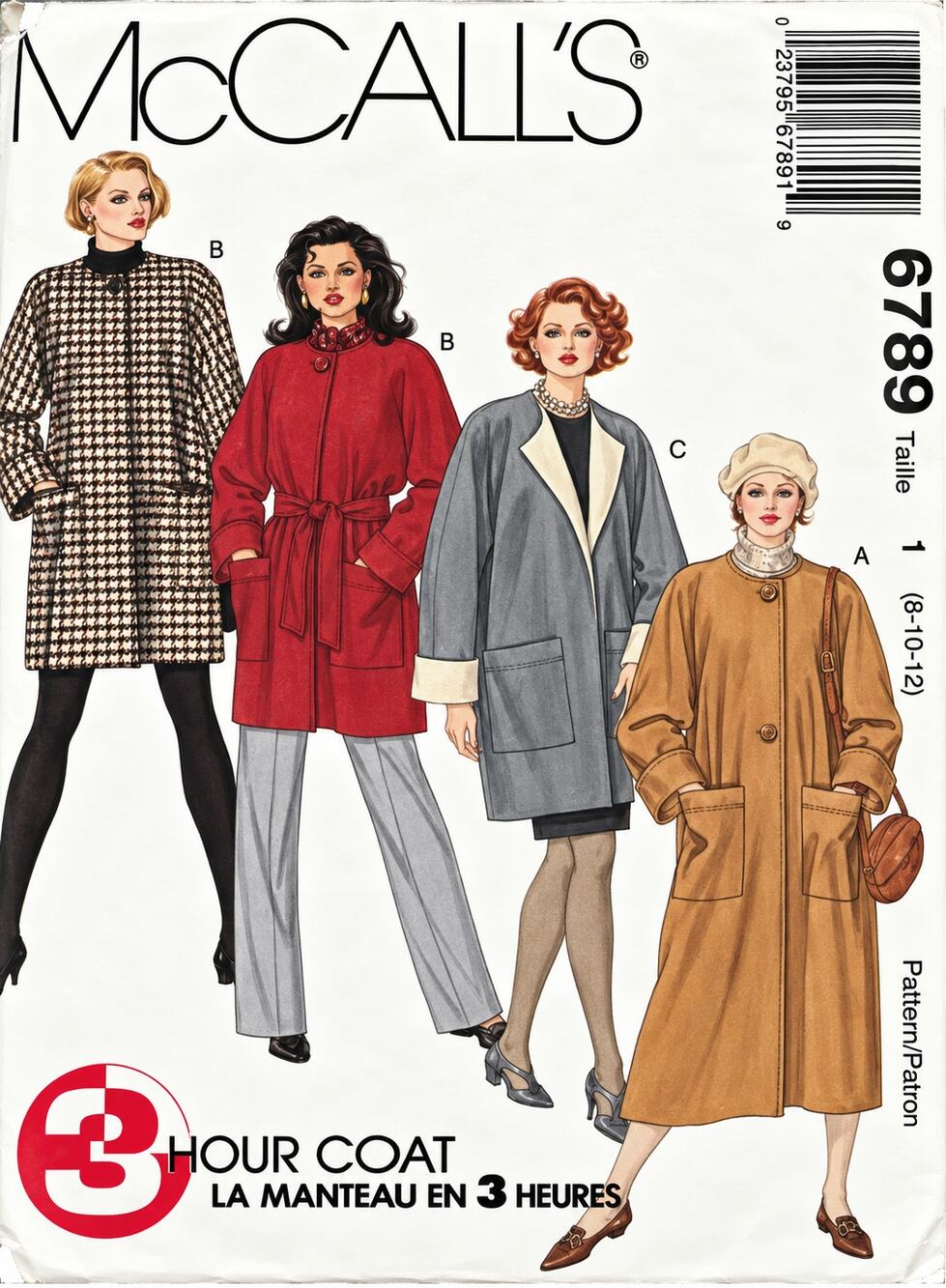 Mccall’s 67893 Oversized Coat Kimono Sleeves 3-Hour Sewing Pattern S-M-L Uncut